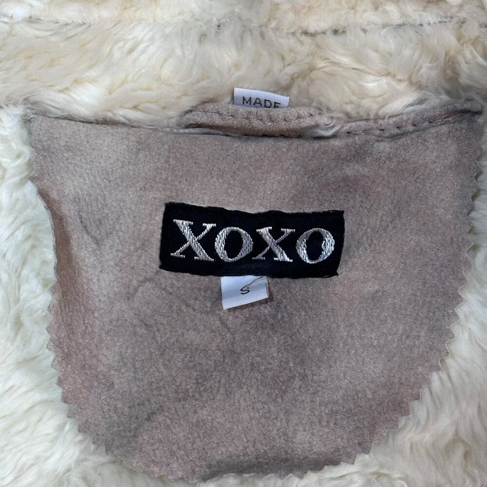 XOXO Genuine Leather Sherpa-Lined Jacket Women’s Size Small – Beige/Brown - Picture 4 of 5